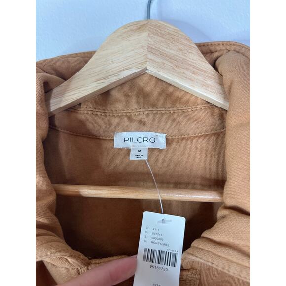 NWT Pilcro Cotton Microfleece Full Sleeve Pockets Button-Front Jacket Honey - Picture 4 of 7